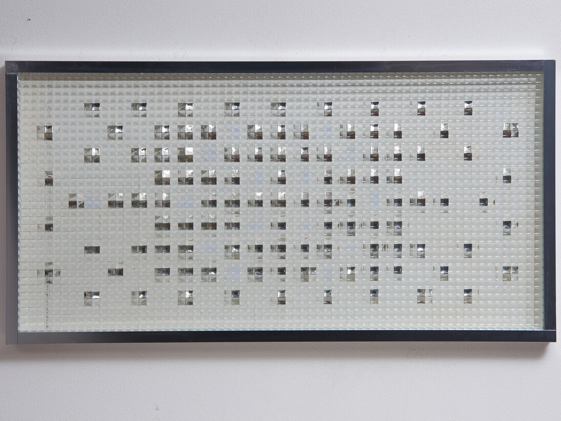 Grazia Varisco, Mercuriale, 1969/70, wood, industry glass, steel elements, 47 x 92 cm, photo by Thomas Libis, courtesy Cortesi Gallery, Grazia Varisco