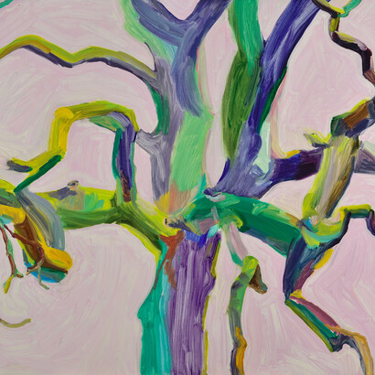 Oak Form, Purple Pink Background, Michelle Dovey, oil on canvas (detail)