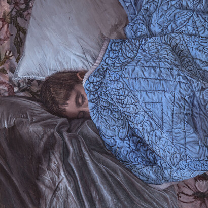 Maya Brodsky, Cape Cod, 2015, Oil on Mylar mounted to panel, 5.25” x 5.25”