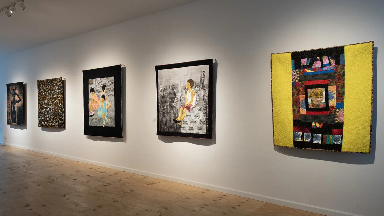 Various artists, Masters of the stitch: threaded stories, exhibition view. Courtesy of Claire Oliver Gallery