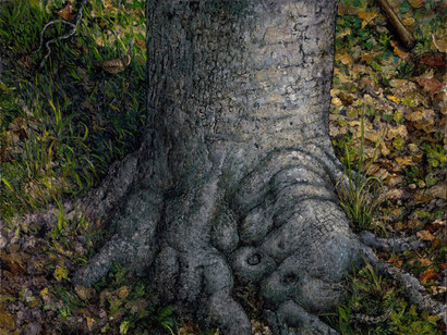 Chester Arnold, Root (detail), 2019/2023. Oil on linen, 56 x 64 inches. Courtesy of the artist and Catharine Clark Gallery