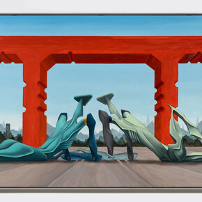 Alejandro Cardenas, The Grand Conduit, 2023. Oil on linen, 51 1/2 x 71 1/4 x 2 in. Courtesy of Anat Ebgi