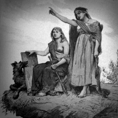 Grabado de Carl Larsson y Gunnar Forssell  publicado en la Edda poética de Fredrik Sander (1893)