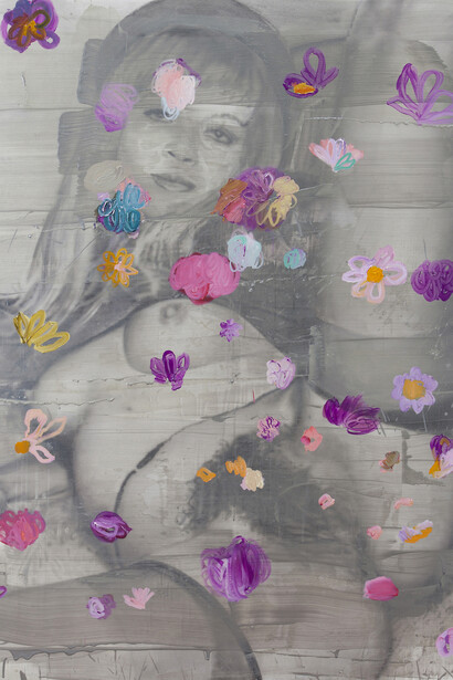 Ida Tursic & Wilfried Mille, la moustache, 2015, oil on canvas, 215 x 190 x 5 cm, Courtesy of the artist and Galerie Max Hetzler, Berlin | Paris © Ida Tursic & Wilfried Mille