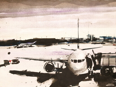 Alessandro Busci aeroporto_china, 2014 enamel on iron 43x60 cm