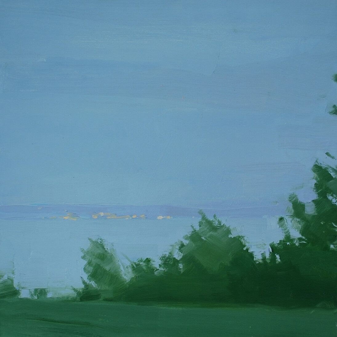 Sara MacCulloch, Across the Water, Evening, 2014, Oil on canvas, 16 x 16 in.