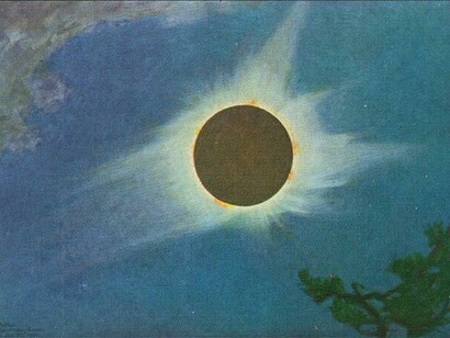 Eclipse solar observado desde Oregón en 1918 pintado por Howard Russell Butler