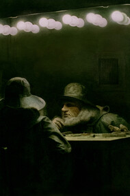 Oscar Giaconia, The Grinder, oil on oiled paper and nylon case, 124x219 cm, ph. Roberto Ferro. Collezione Coppola, Vicenza