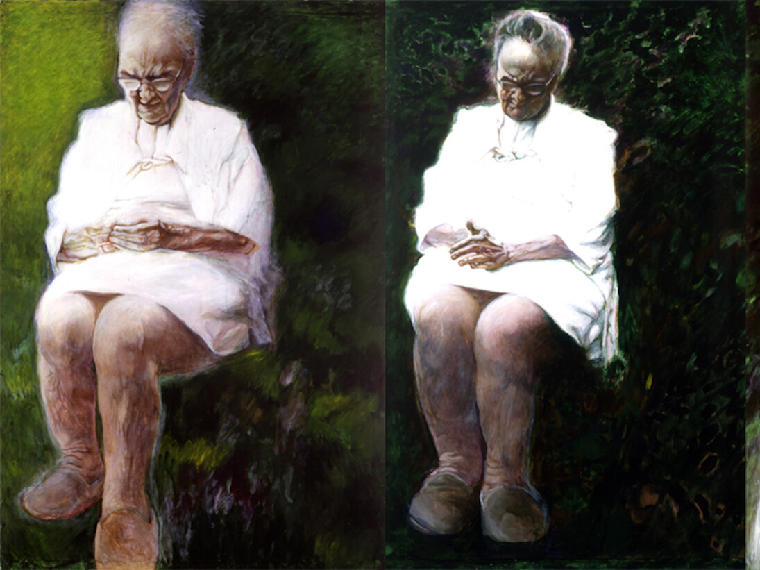 May Stevens, Alice in the Garden (panels C, D, and E), 1988-89. (c) May Stevens; Courtesy of the artist and Ryan Lee, New York