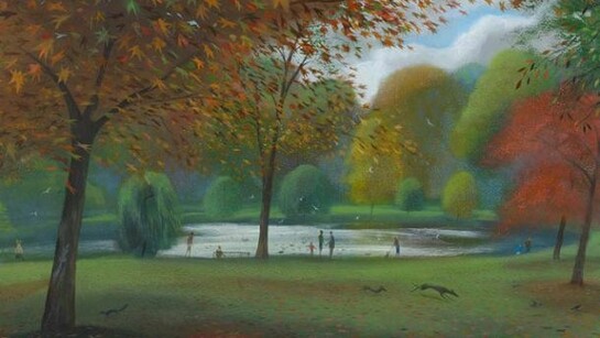 Nicholas Hely Hutchinson, (36) Autumn in St James' Park, Oil on board, 17 x 24 ins