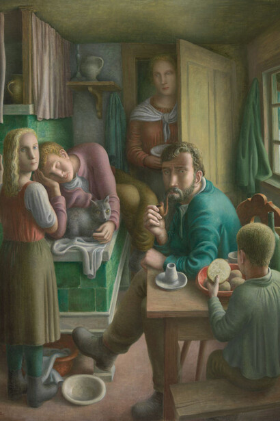 Eduard Gubler, Bauernfamilie in der Stube (detail), 1925. Courtesy of Aargauer Kunsthaus