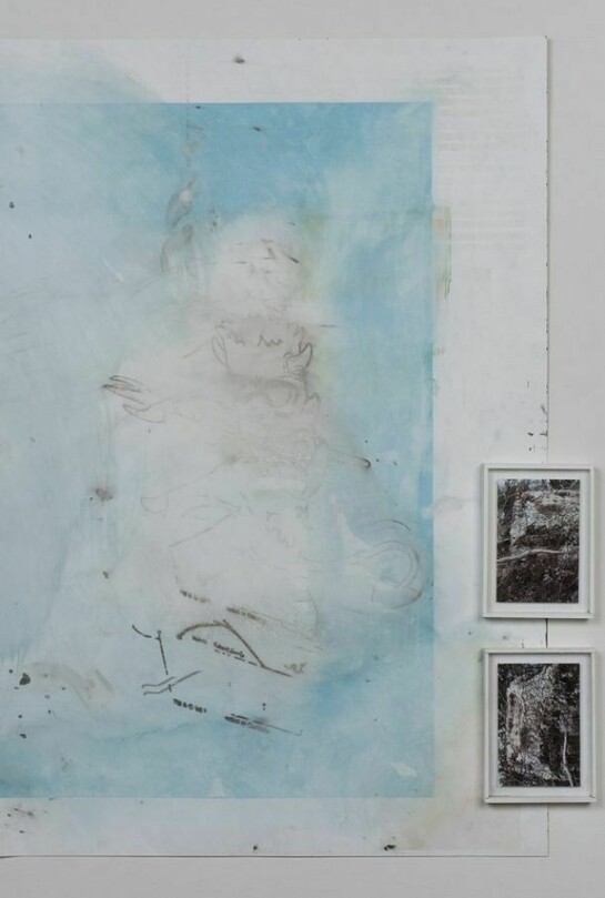 Josh Tonsfeldt, Untitled, 2013, pigment inks on reverse of Fuji crystal archive paper, envelope and pigment prints in artist's frame, overall: 40 x 40 in. / 101.6 x 101.6 cm