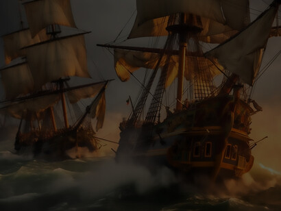 A pirate ship braving the stormy seas