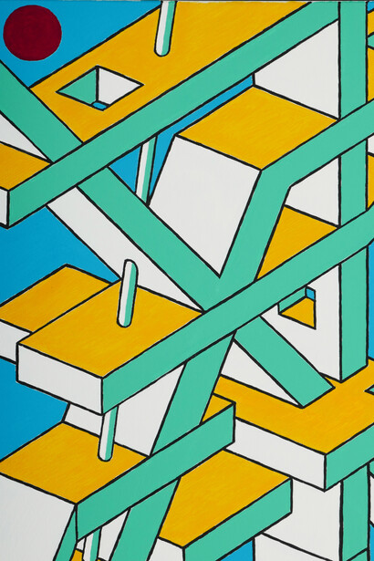 Leonardo Busiri Vici, Vertical City, acrilico su tela (80 x 60 cm), 2016-2017. Ph Andrea Boccalini 