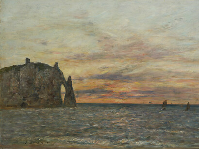 Eugène Boudin, Étretat, la falaise d’Aval au soleil couchant, 1890. Avec l’aimable autorisation du Musée Marmottan Monet