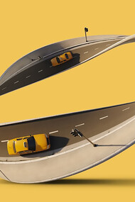 Cars rotating on a fixed line