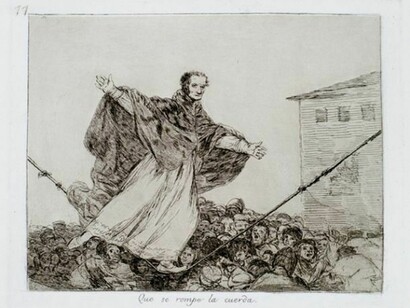 Francisco Goya. Que se rompe la cuerda (Let the Rope Break) from The Disasters of War, ca. 1813-14 (1st edition, printed 1863). Etching, aquatint, and burnisher, 6 7/8 x 8 11/16 in. Pomona College Museum of Art, Gift of Mr. Norton Simon, P74.77