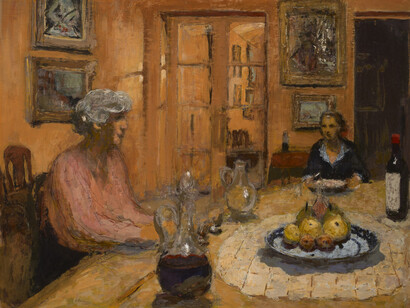 Édouard Vuillard, Madame Hessel e Lulu nella sala da pranzo, rue de Naples, 1936. Per gentile concessione di Palazzo Zabarella