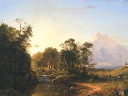 Otter Creek, Middlebury, Vermont, Frederic Edwin Church, 1854, oil on canvas, 16 x 24 inches (detail), American, 1826–1900. Gift of Louis Bacon, Class of 1979.