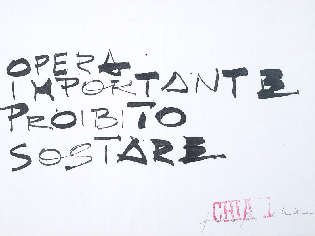 Giuseppe Chiari, Opera importante, 1990. Ink on paper, cm 30 x 42 / in 11.8 x 16.5. Courtesy Tornabuoni Art 
