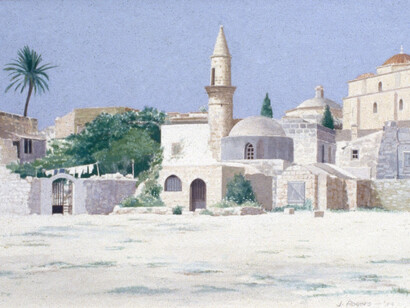 Jack Martin Rogers, Rhodes, 1979, gouache on paper, 8hx11w in. Courtesy of Anita Rogers Gallery