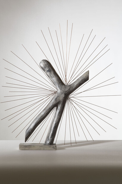 Enrico David, Tools and Toys III, 2014 Jesmonite, graphite, copper, from an edition of 5 + 2 Aps 23 1/4 x 20 1/2 x 3 inches 56 x 52 x 8 cm © the artist. Michael Werner Gallery, New York and London 