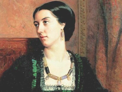 A portrait of Lady Layard who accompanied her husband during his postings as Ambassador to Spain and later to Constantinople