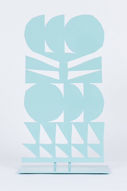 Cody Hudson, Directly Influenced by Contact with the Planetary Surface (Computer Graphics),
2023.
Powder-coated steel,
25.6 x 13.9 x 7 in. Courtesy of Andrew Rafacz Gallery