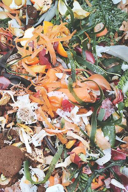 Eco-friendly living and sustainability showcased through a compost bin layered with organic matter and soil