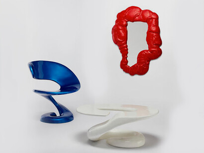 Louis Durot, ingénieur chimiste et artiste-designer, reconnu comme expert des polymères. Sa pièce iconique est un siège sculptural en forme d’une spirale © Stephan Julliard
