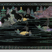 Detail of a box with landscape scenes, Qing dynasty, Qianlong era, 18th century. Courtesy of Museum Rietberg
