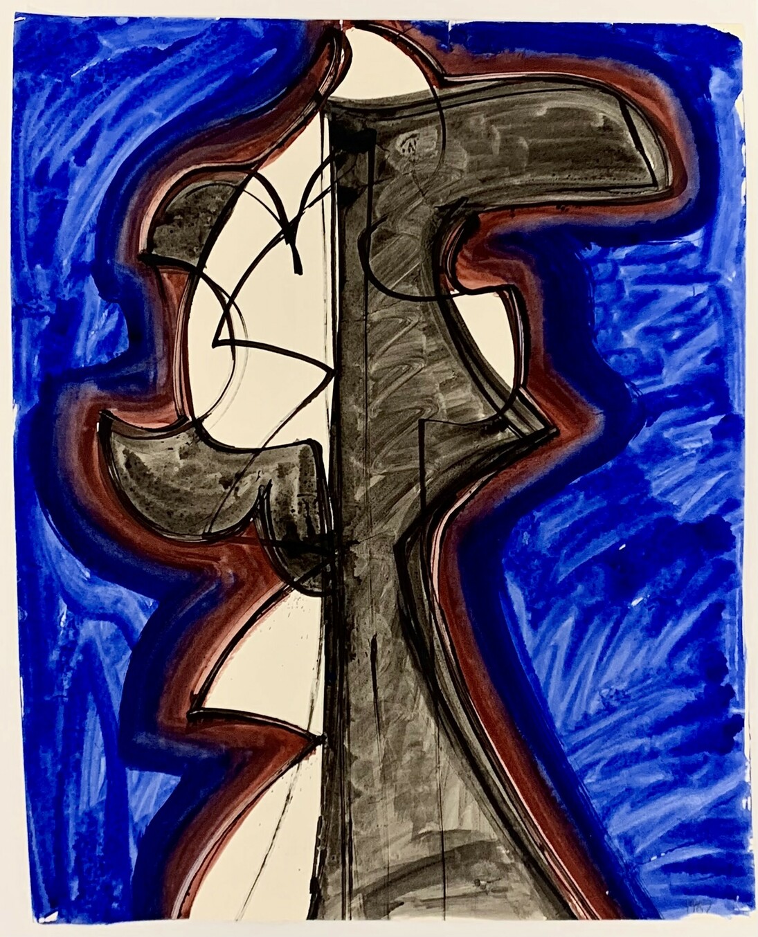 David Hayes, Study for monumental sculpture, gouache on paper, 26x22 in