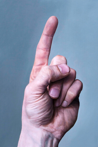 Patrick Redmond, The Gesture, oil on canvas, mounted on panel, 61 x 45 cm