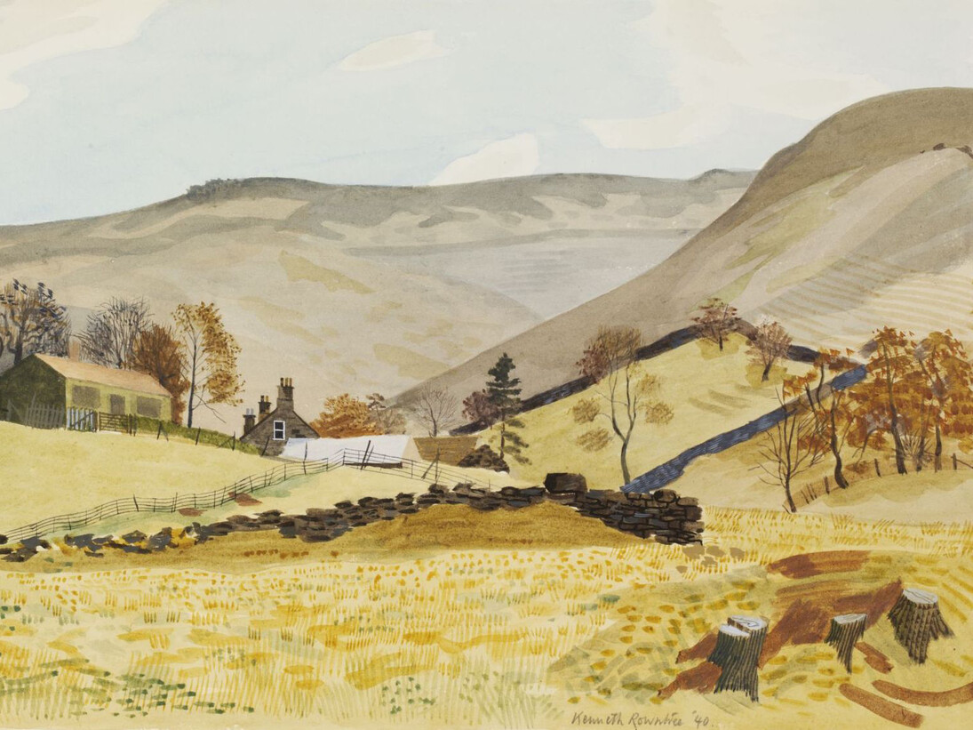 Kenneth Rowntree, Grainfoot Farm, Derwentdale, Derbyshire  1940, Watercolour, Given by the Pilgrim Trust ©Victoria and Albert Museum