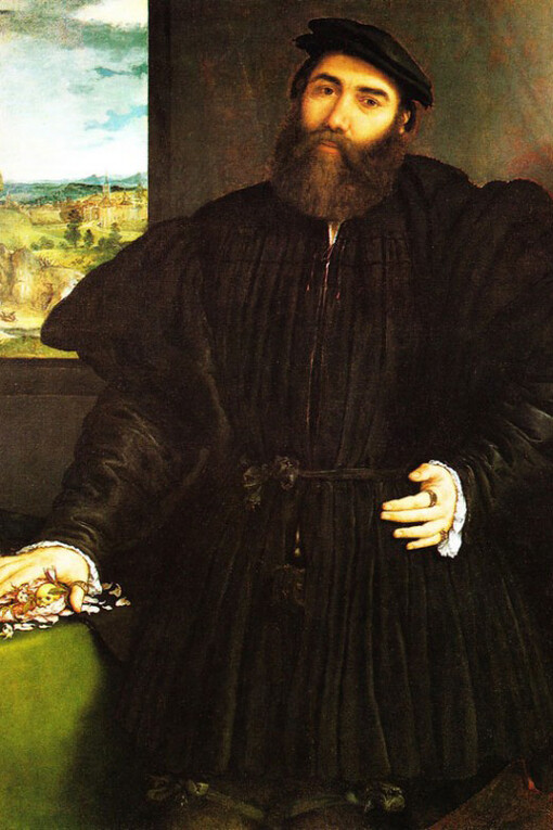 Portrait of a Man, Lorenzo Lotto, Oil on panel, 118 x 105 cm, c. 1535. Rome, Galleria Borghese