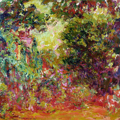 Claude Monet, 'The Artist's House Seen from the Rose Garden,' 1922–1924. Oil on canvas, 35 x 36  in. (89 x 92 cm). Musée Marmottan Monet, Paris France, W.1944