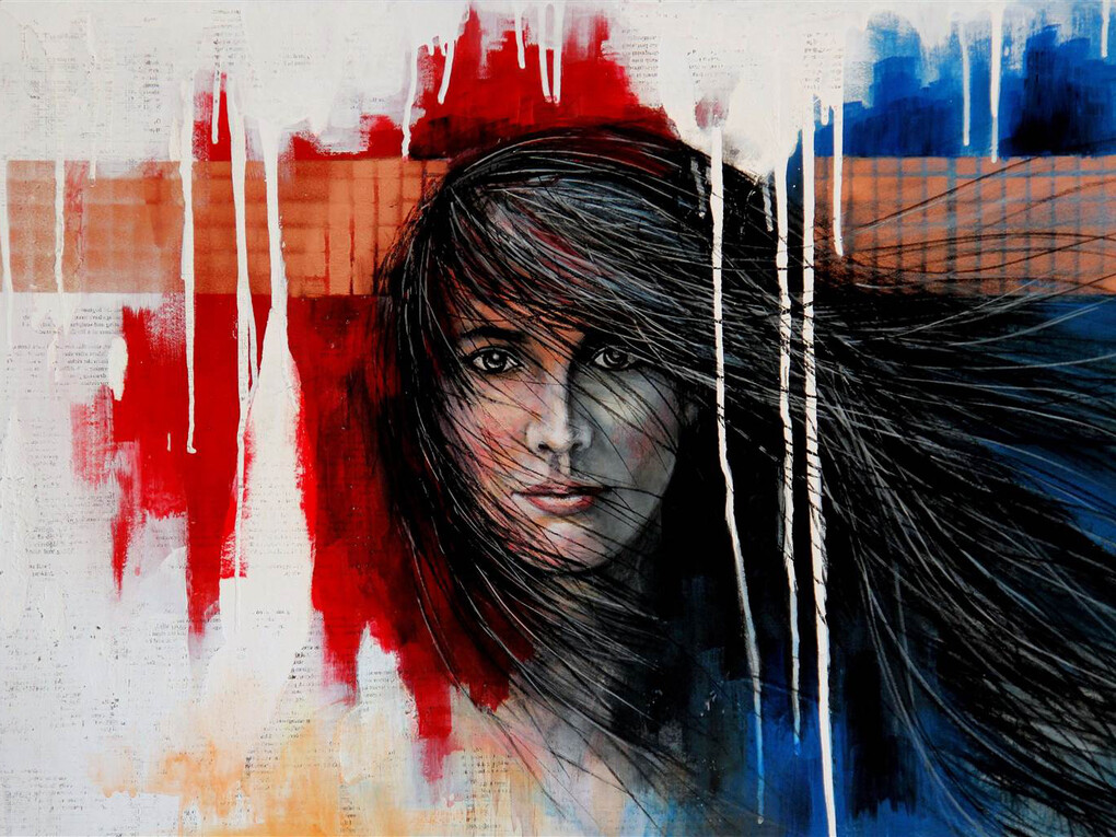 JungHee Lee-Marles, When the Wind Blows II, Acrylic & Mixed Media on Board, 24" x 40"