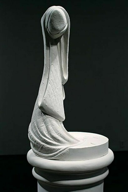 Lily Cox-Richard, The Stand: Fisher Boy, 2013, Carved plaster, 68 in. high x 20 in. wide x 20 in. deep
