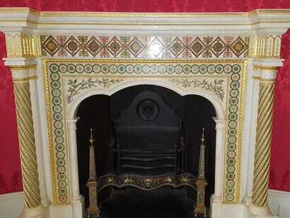Fireplace in round room