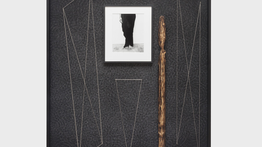 Sheree Hovsepian, 'Autobiographical Time Travel', 2015, archival dye transfer print, framed sliver gelatin print, wood, string, brass nails, graphite and acrylic, 127 x 152 cm