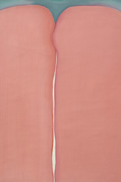 Huguette Caland, Bribes de Corps, 1973, oil on linen, 18 x 15 inches, 45.7 x 38.1 cm. Courtesy of the artist and Lombard Freid Gallery, NY