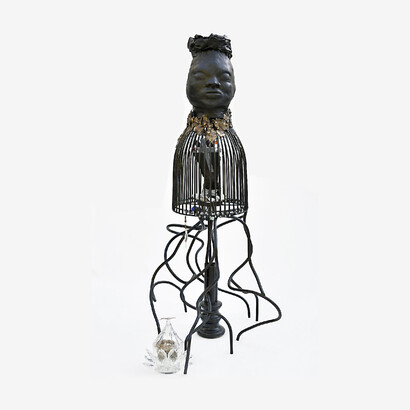 Yrneh Gabon, Angel with Roots #4, 2023. Mixed media, 54 x 30 x 30 in. Courtesy of the artist and Luis De Jesus Los Angeles