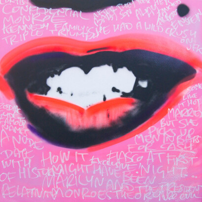 Pure Evil, “Lips”, Spray paint on Canvas, 40″ x 40″ (100 x 100cm)