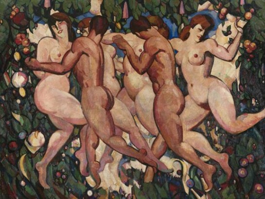 J. D. Fergusson (1874 – 1961), Les Eus, c. 1910, Oil on canvas 216 x 277 cm, Hunterian Art Gallery, University of Glasgow - gift from the J. D. Fergusson Art Foundation 1990
