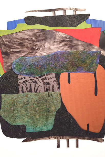 Cantilevered #18, detail, 2015, oils on Mylar, 77x63 inches