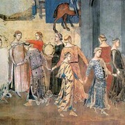 Scena con musico, XIV secolo