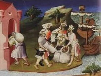 La Via delle Spezie in una rafigurazione medievale.
