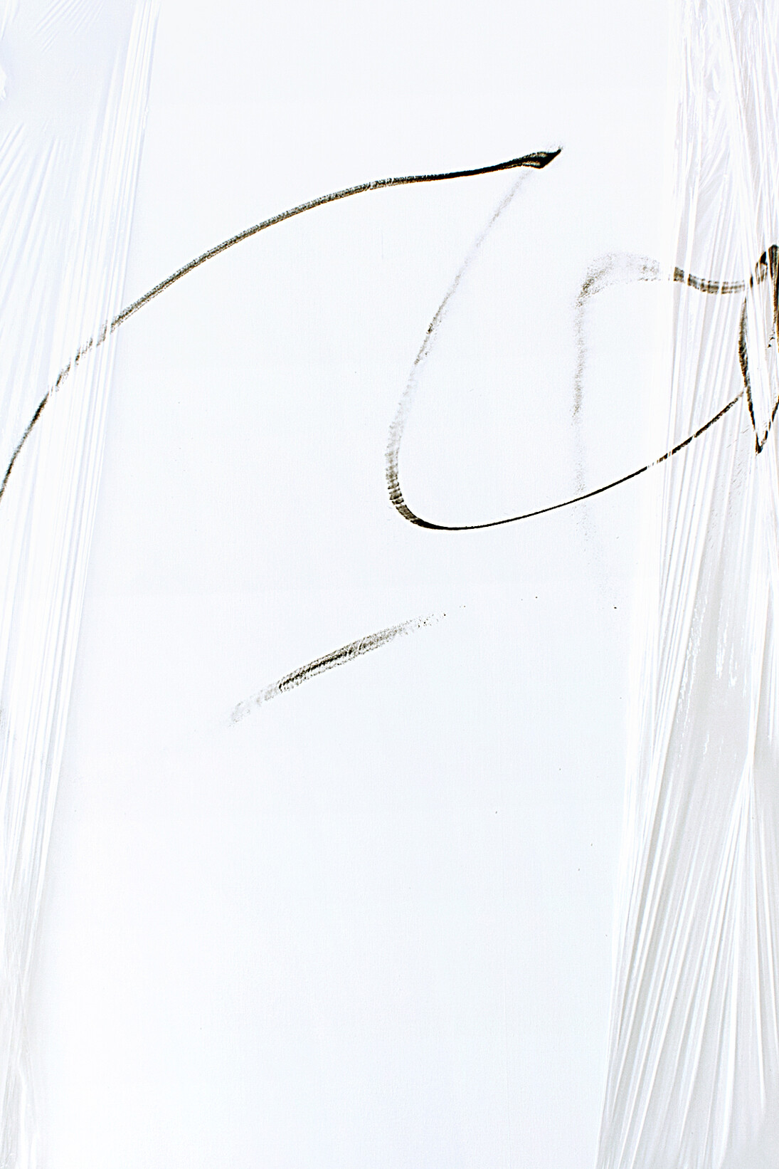 Acrylic, lacquer, spray paint, and PE film on canvas, 185 x 130 cm