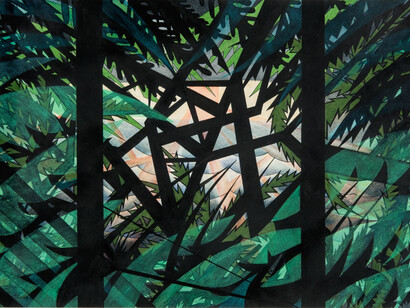 James Clover, Untitled 1, 22 x 33 in, mixed media on paper, 2013-14