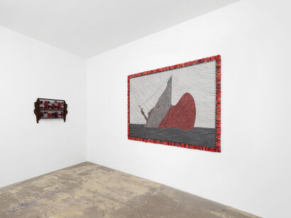 Duke Riley, Baigné de vos langueurs, vue d'exposition. Avec l'aimable autorisation de la Galerie GP & N Vallois